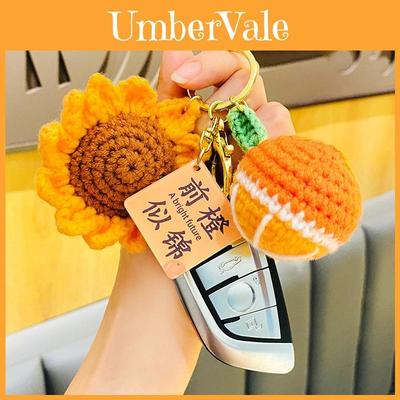 Creative Plush Crochet Sunflower Keychain Adorable Bag Charm Gift For Exams