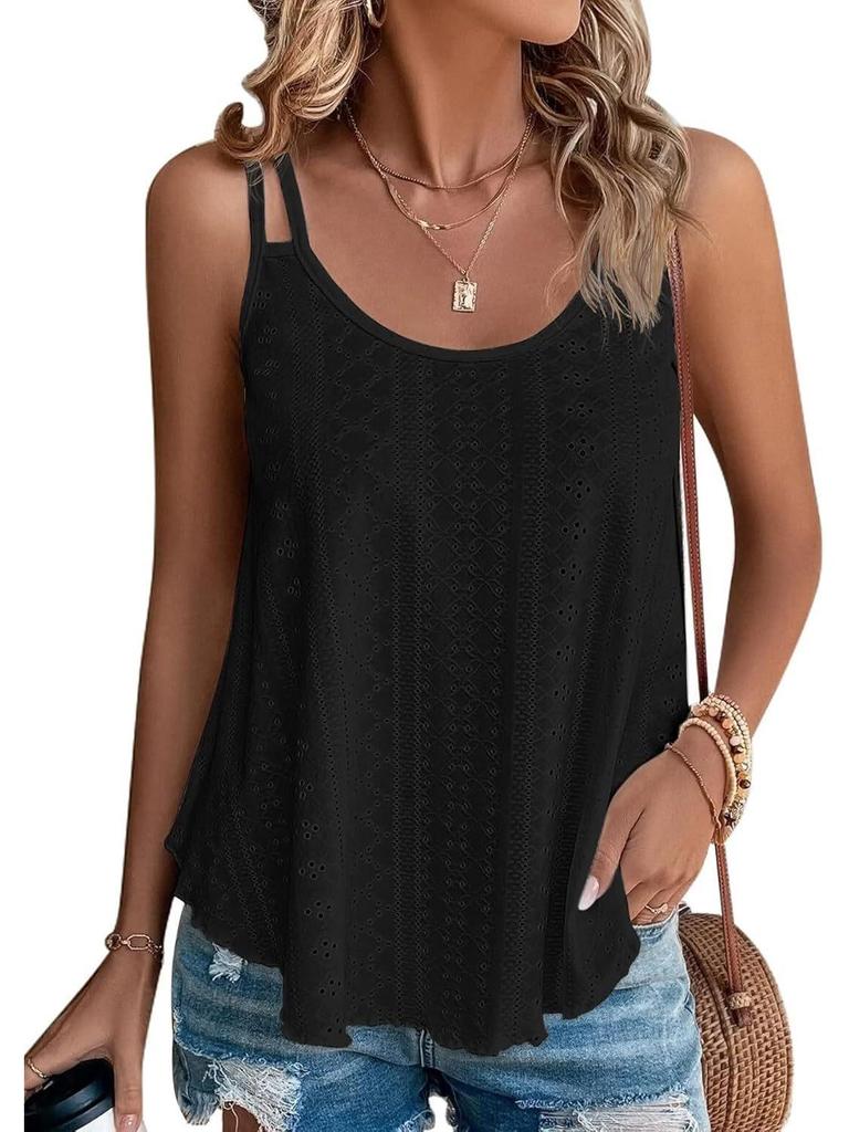 Women's Spaghetti Strap Sleeveless Tank Top - Loose Fit for Summer Vacation 2025