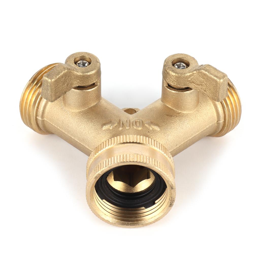 G3 4 Y Shape 2 Way Brass Hose Splitter with Water Faucet Ball Valve for Garden Greenhouse