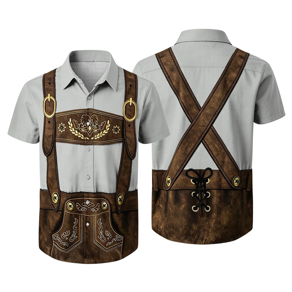 Men's Vintage Print Short Sleeve Cardigan Casual Loose Fit for Party Festival Daily Wear