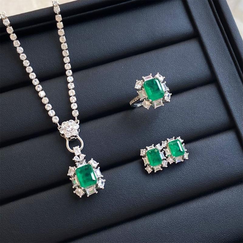 Sace Gems Classic Copper Alloy Zircon Ring Earrings Pendant Necklace Jewelry Sets Wedding Party Gifts