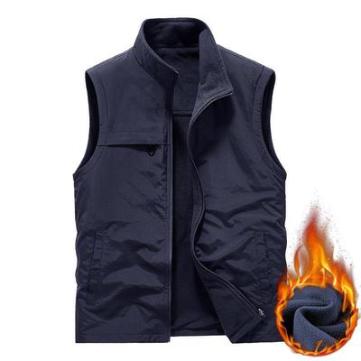 Men's Reversible Velvet Vest – Autumn/Winter Outdoor Windproof, Warm, Printed Logo