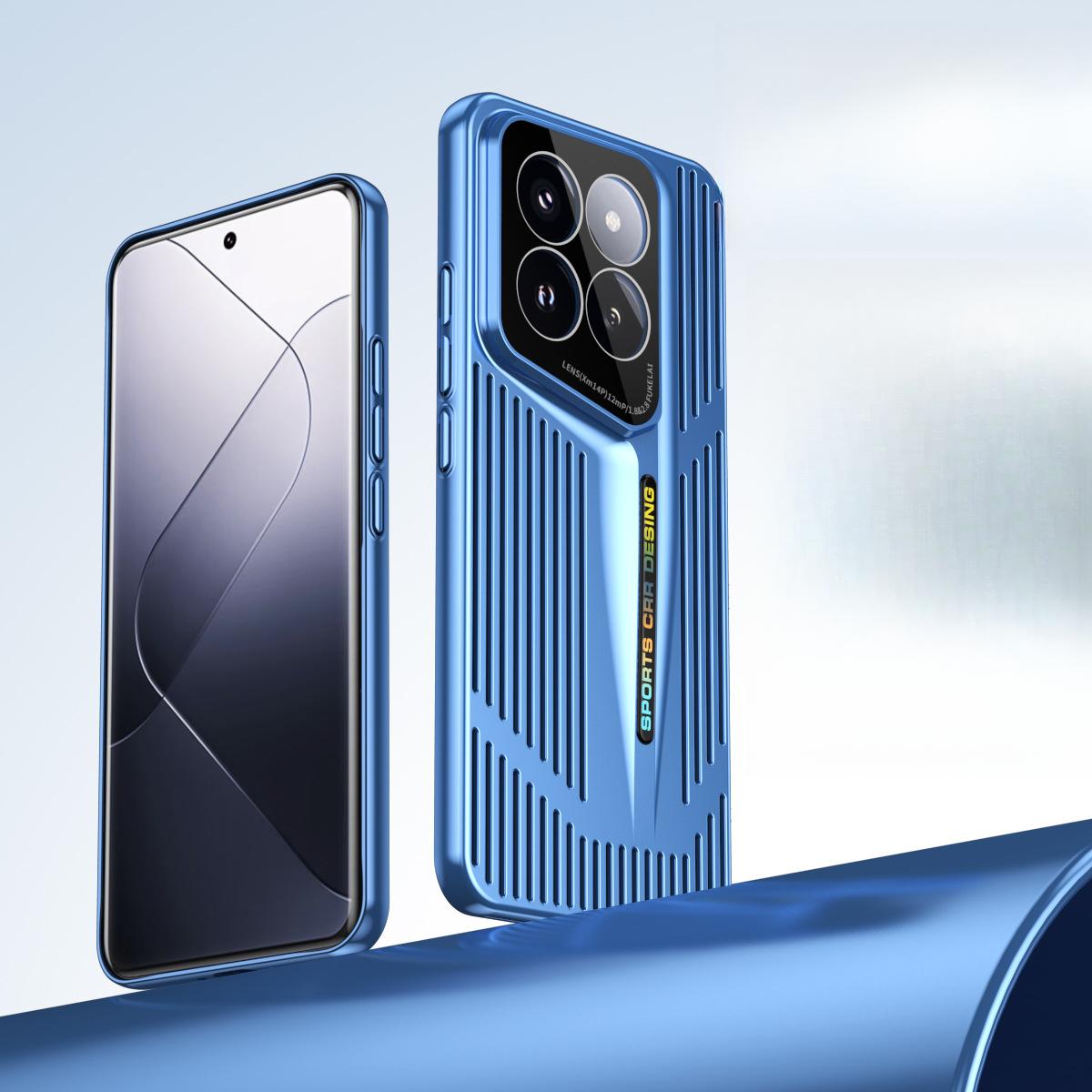 

Охлаждение лезвия подходит для гальванизированного и перфорированного дышащего чехла для телефона XiaoMi14PRO. Защитный чехол для Xiaomi 14 Pro Mi 14pro синий