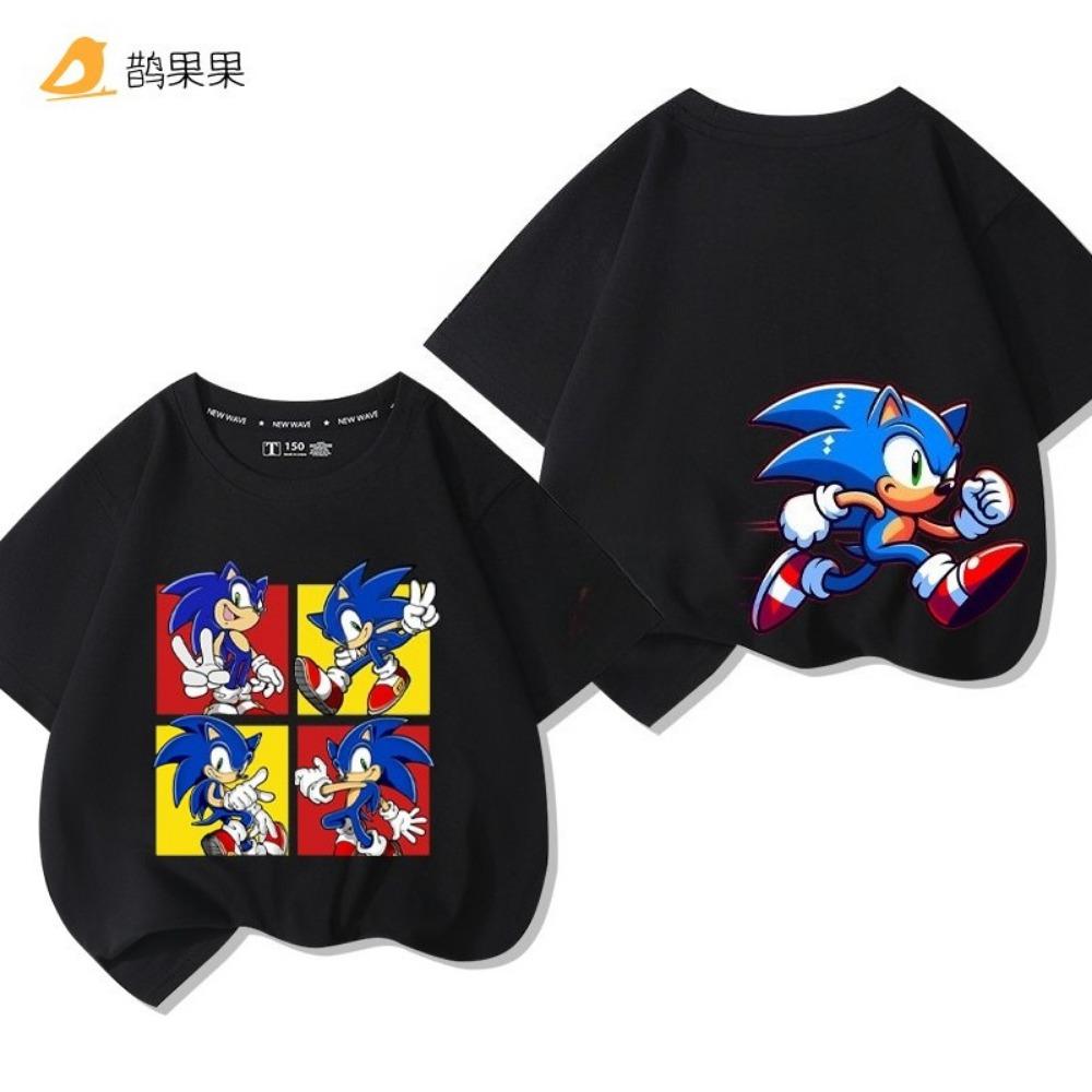 Children's Cartoon Sonic the Hedgehog Print Outdoor Boys and Girls Comfortable Loose Short-sleeved Summer