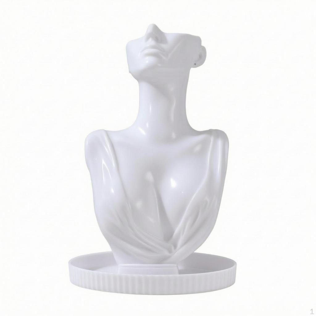 Mannequin Bust with Tray Glossy Jewelry Display MultiFunctional Necklace Holder Base for