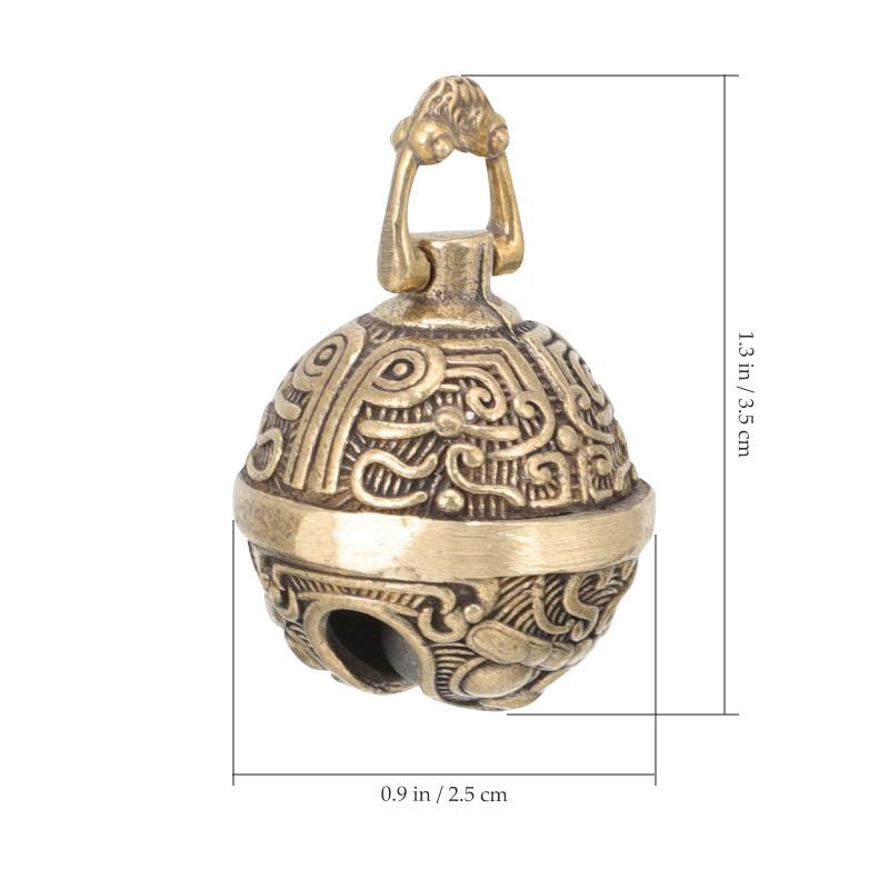 2 Pcs Pattern Bell Hanging Metal Charm Keychain Pendant Brass DIY Pendants