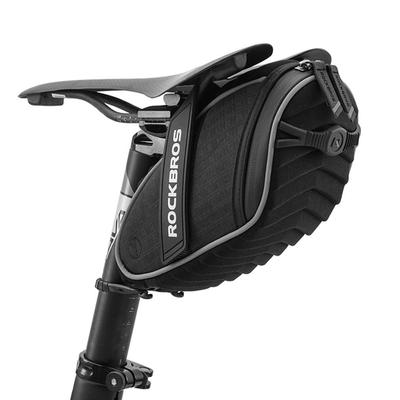 Rockbros Saddle Bag, Bicycle Bag, Frame Bag, Waterproof, 1L, Large Capacity, 3D Shell, Reflective, Easy To Install, Cross Bike, MTB, Cycling (Black)