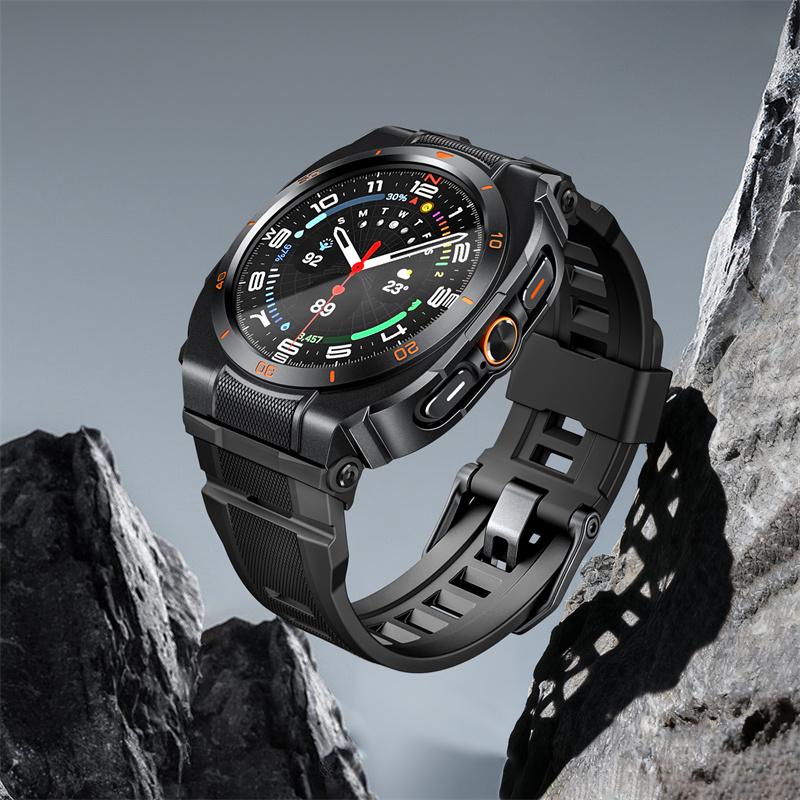 Metal Case+Strap for Samsung Galaxy Watch Ultra 47mm Strap Silicone Breathable Strap Replacement Band for Samsung Galaxy Ultra 2025/2024 Correa