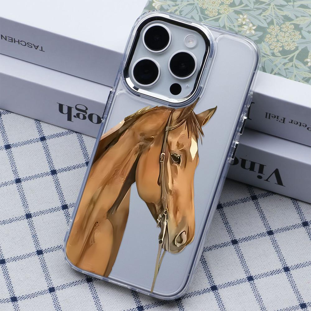 

Realistic Style Brown Horse Head Phone Case For Iphone 17 16 15 14 13 12 11 Pro Max 16E 17E 7 8 Plus Ins Simple Soft Coque Cover iphone 17 Pro чистый