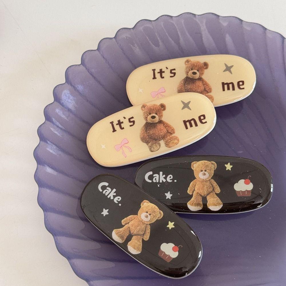 

Geometry Cute Hair Clip Printed Bear Hairpin Simple Kids Style 6