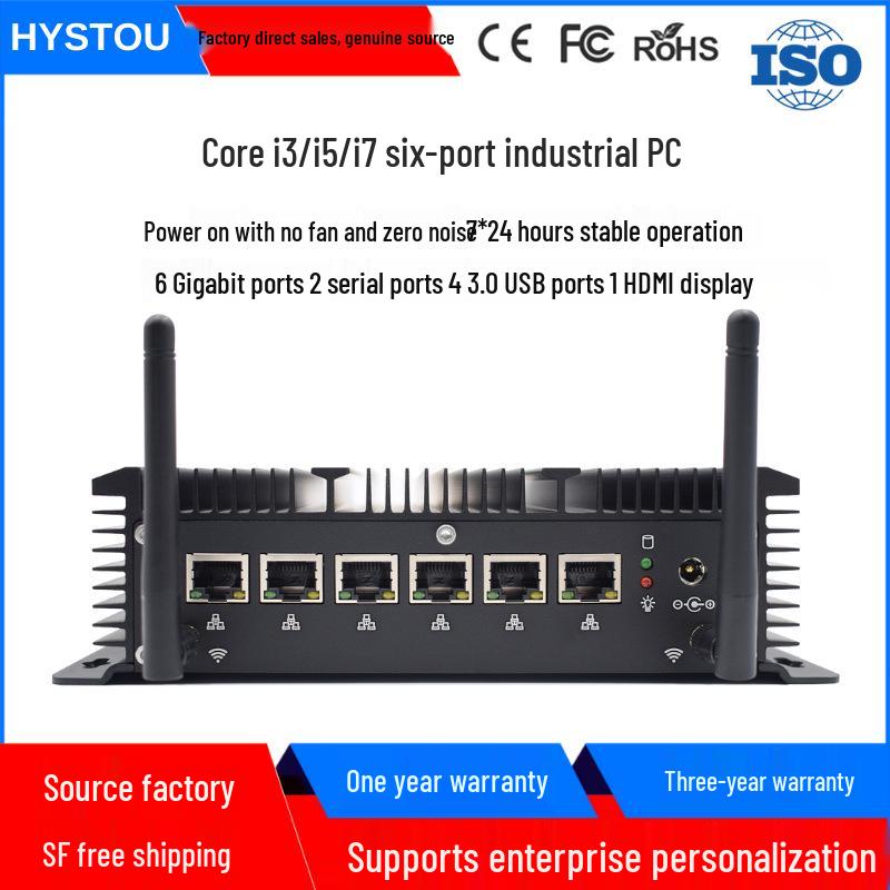 

i7-10610U Vision Безвентиляторный Мини Промышленный ПК с Шестью Портами LAN - Компактный Программный Маршрутизатор и Компьютер. Celeron 2955U Barebone