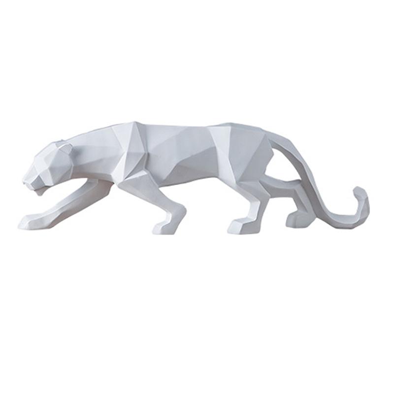 48cm Modern Abstract Golden Panther Sculpture Geometric Resin Leopard Statue