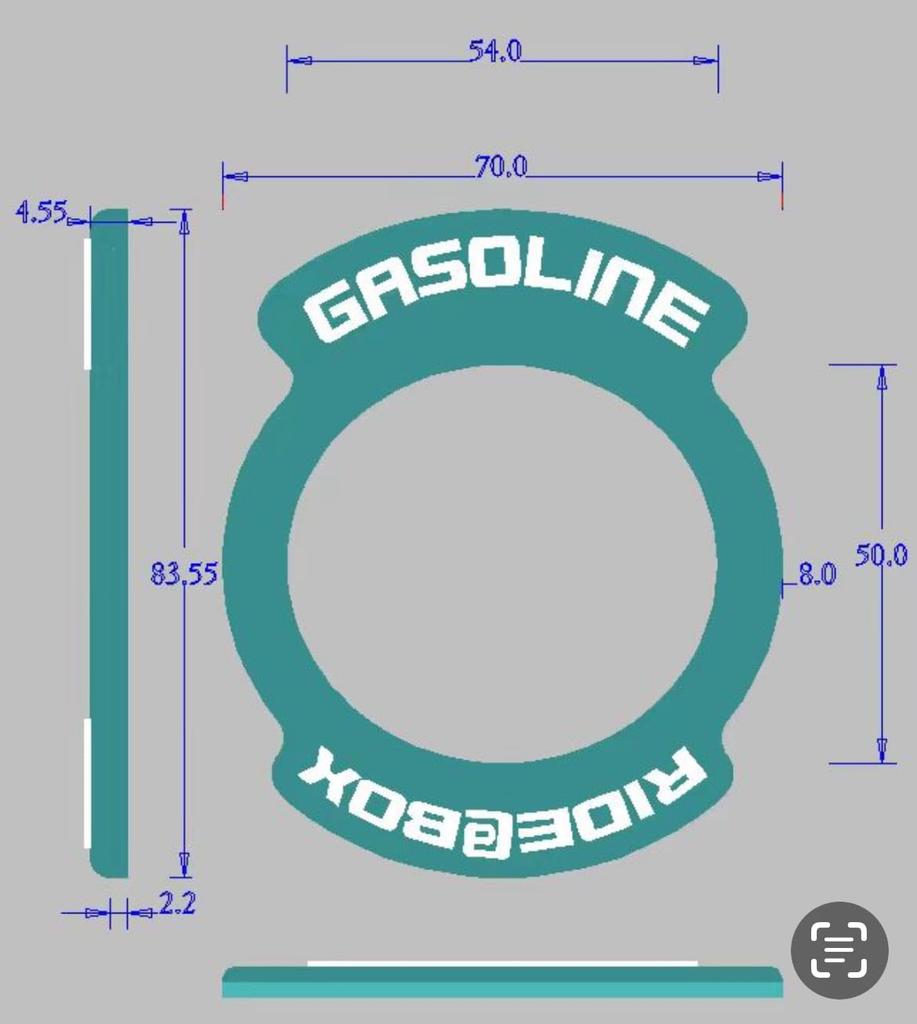 RIDE @ BOX Fuel Inlet Ring for Gasoline Cars, Black, Double Tag