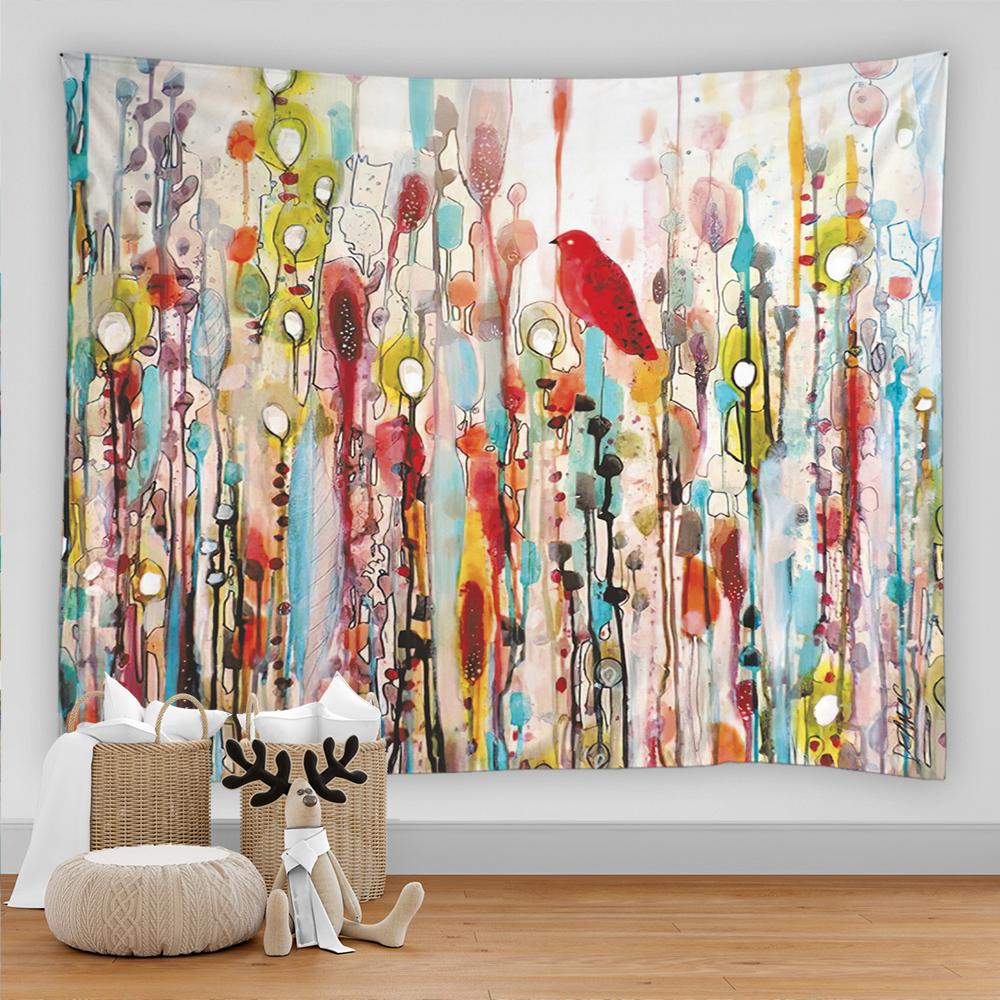 

Цветочный гобелен, настенный гобелен, полевые цветы, коврик для йоги, одеяло, хиппи, гобелен в стиле бохо, красочный психоделический домашний декор 150X130CM