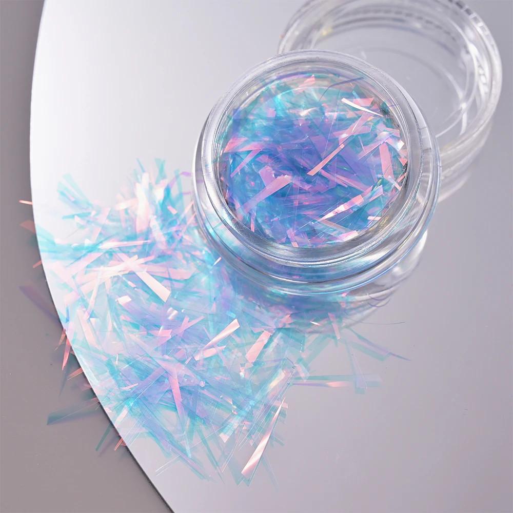 

1 коробка нерегулярных голографических битых стеклянных бумажных наклеек на ногти с фольгой «Аврора» с градиентными лазерными хлопьями, наклейка «сделай сам» аксессуары для маникюра Deco