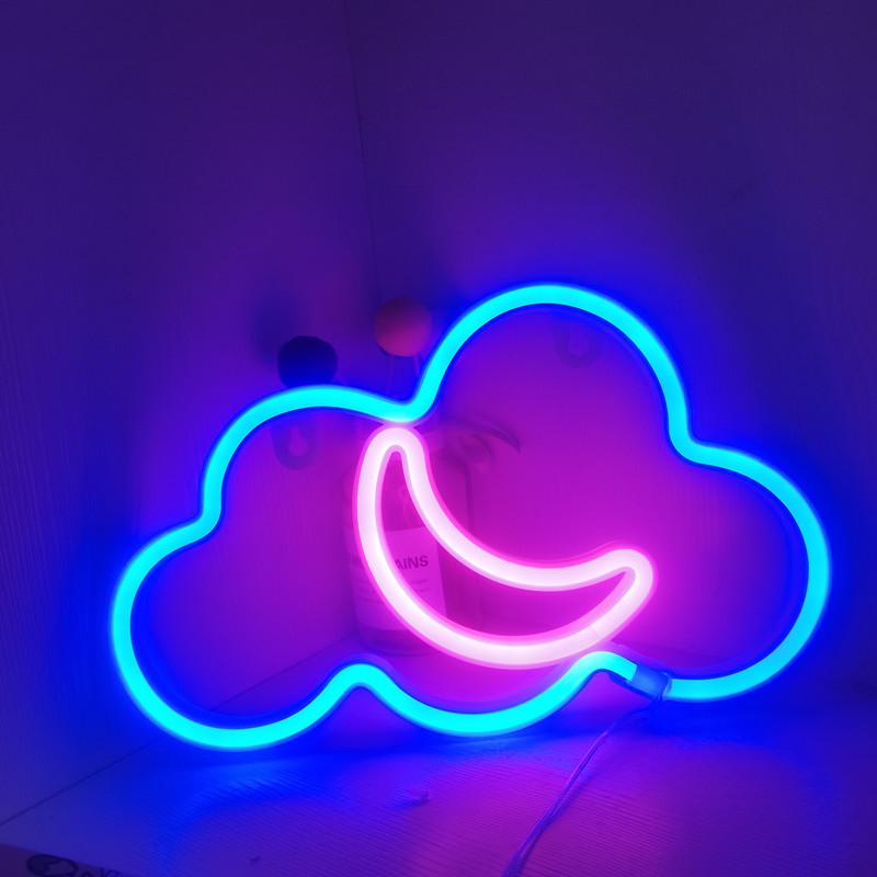 LED Neon Decorative Lights: Cloud, Lightning, Musical Notes, Moon, Bat