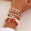 Versatile Unisex Football Charm Letter Beaded Bracelet Elastic Band Handchain for Everyday Wear Street Hand Jewelry