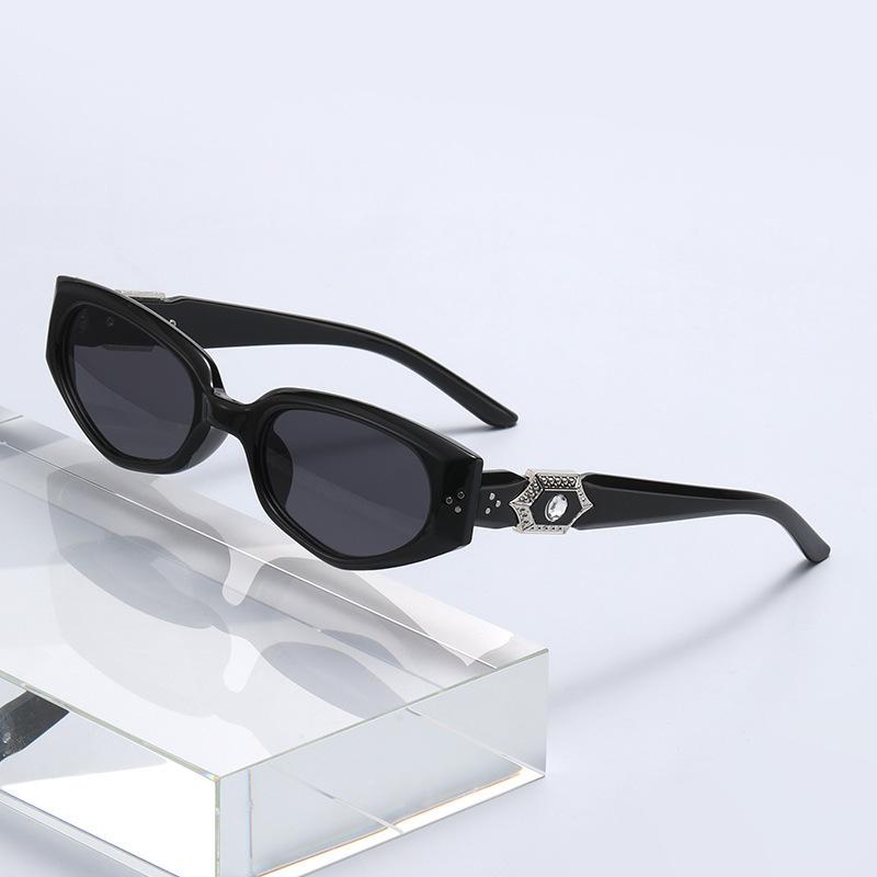 Sunglasses Black Small Frame Cat'S Eye Women'S Premium Sunglasses Popular Men'S Diamond Sunscreen Driving Sunglasses