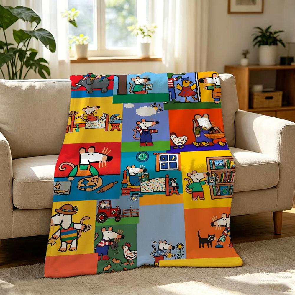 Cartoon M-Maisy M-Mouse Throw Soft Warm Flannel Throw Blanket, Multi-use for Sofa Bed Office Nap