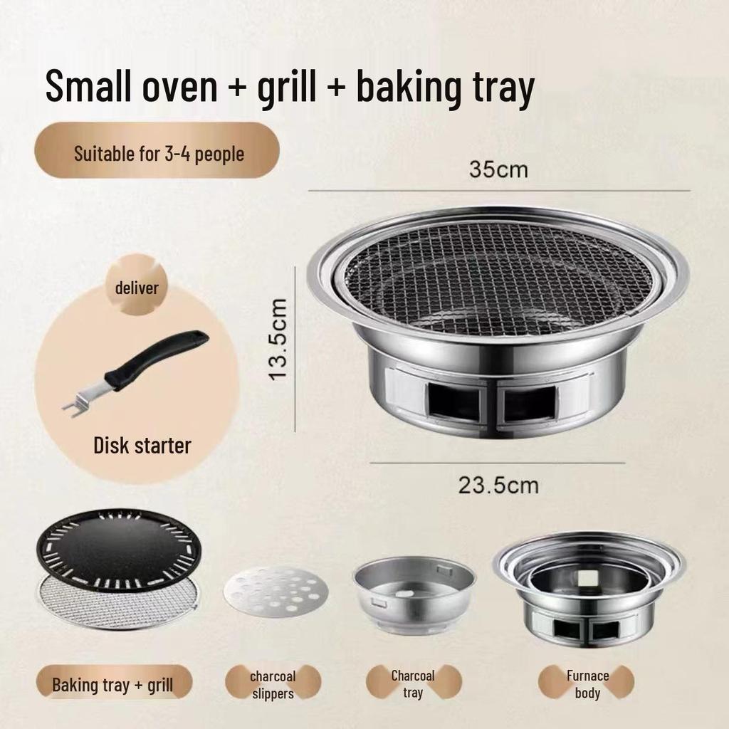 Grătar Hibachi Rotund cu Cărbuni Coreeni pentru Grătar Acasă
