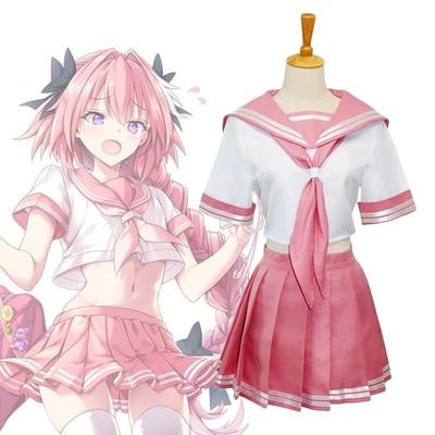 Fate FGO Apocrypha Astolfo Cosplay Kostým Sexy Růžová Školní Uniforma Oblečení Halloweenská Párty Studentský Oblek