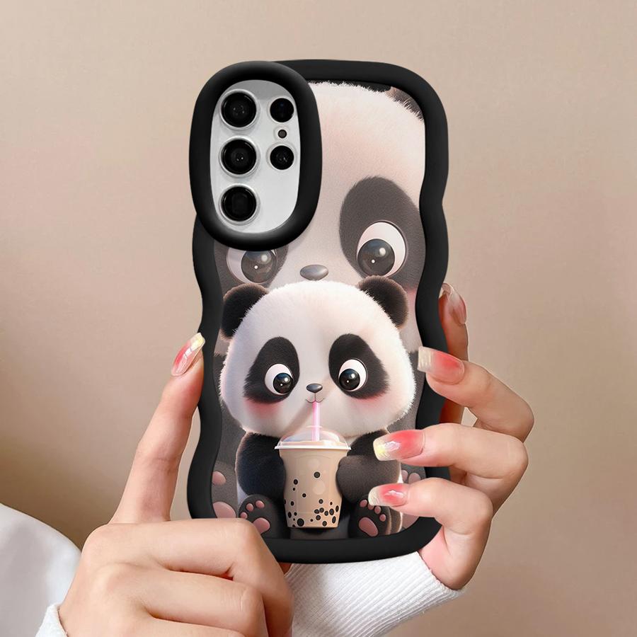 Cute Panda Case for Samsung Galaxy S25 S22 Ultra A26 S23 Plus S21 S20 FE S24 A25 Soft Phone Cover A55 A35 A54 A24 A36 A34