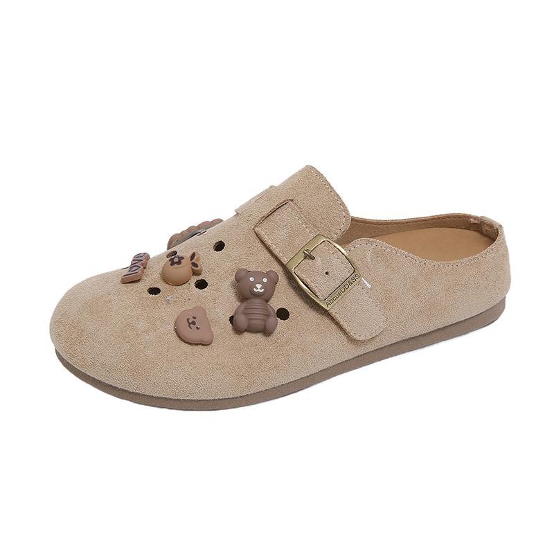 Casual women's summer new bag head slippers retro versatile without heel half drag outside sandals