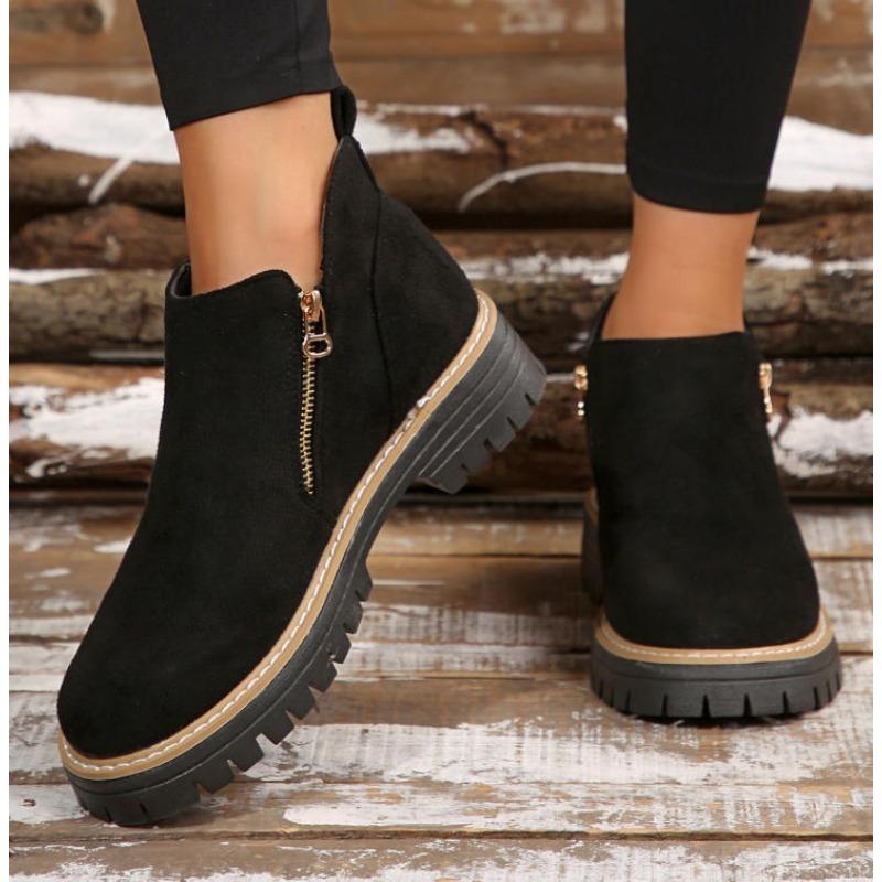 Nya Dam Enkla Stilrena Stövlar Plus Storlek Platåskor Dam Tjock Sula Ankelstövlar Mode Bekväma Botas De Mujer