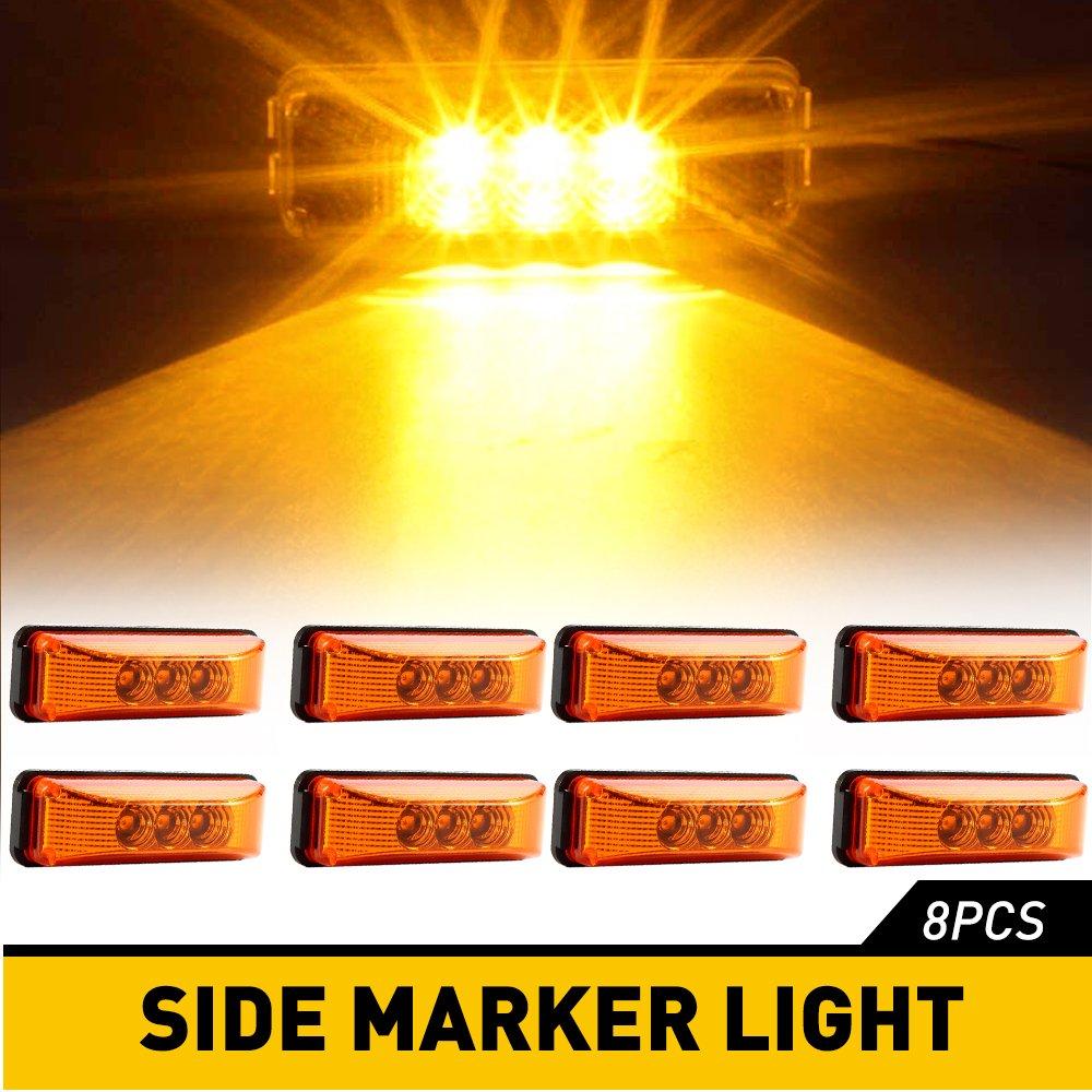 4X Amber LED Side Marker Lights RV Truck Trailer Clearance Light Waterproof EOA