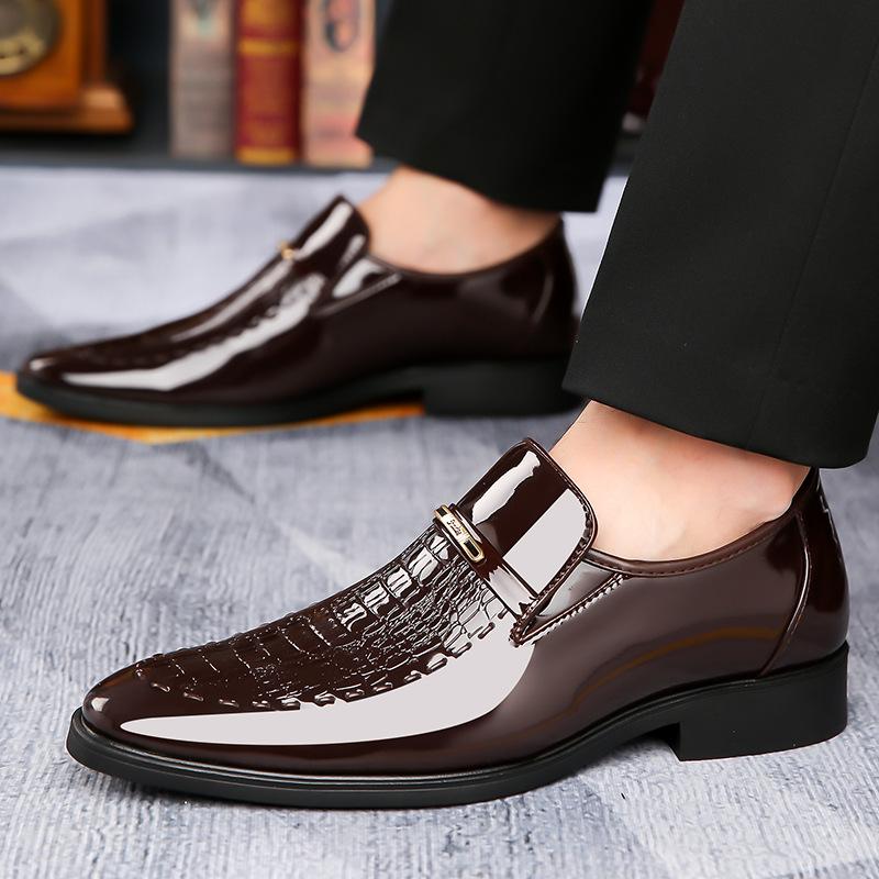 FashionBig Size Pointed Bright Face Business Shoes for Men 2024 Fashion Casual Spring Autumn New Designer Leather Shoes Male