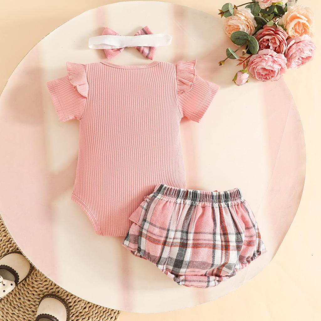 Set Estivo per Bambina: Top a Coste, Pantaloncini a Quadri e Fascia - 'La Mamma è la Mia Migliore Amica'