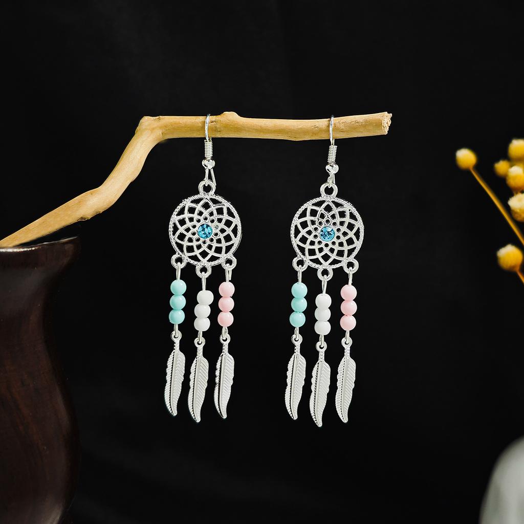Geometric Round Ethnic Style Earrings, Long Fringed Earrings For Bohemian Retro Tourist Attractions