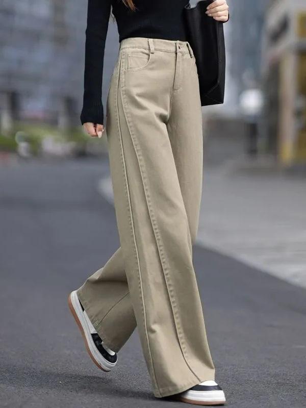 

Women s Khaki Wide-Leg Jeans, New 2026 Style - Loose, Slimming, Versatile Straight-Leg for Spring & Autumn L 110-120 lbs