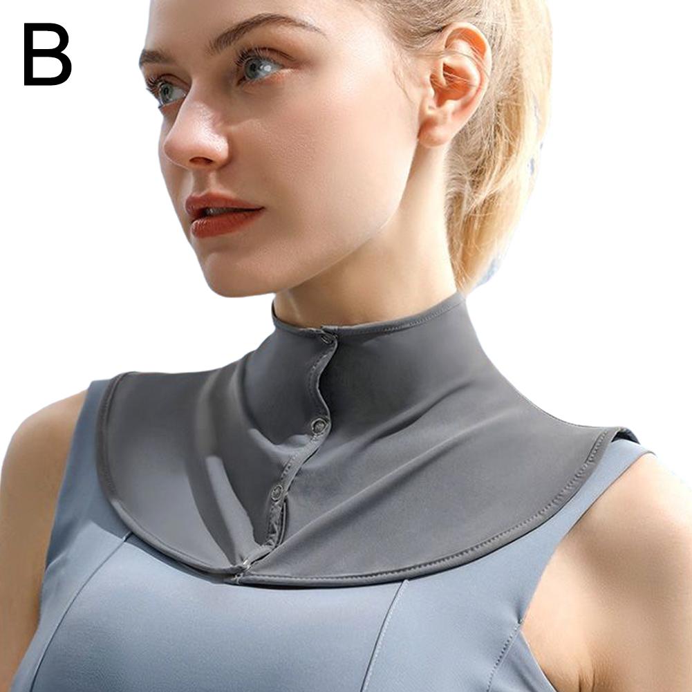 Women Anti-UV Fake Collar Shawl Cooling Neck Wrap Pullover Shoulder Neck Gaiters Ice Silk Sunscreen Outdoor Solid Color Protect