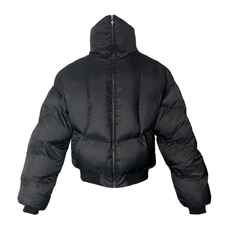 Men's Fashion Winter Warm Puffer Parkas Turtleneck Cotton Padded Thick Thermal Overcoat Windproof Oversized Hip Hop Puffy Jacket