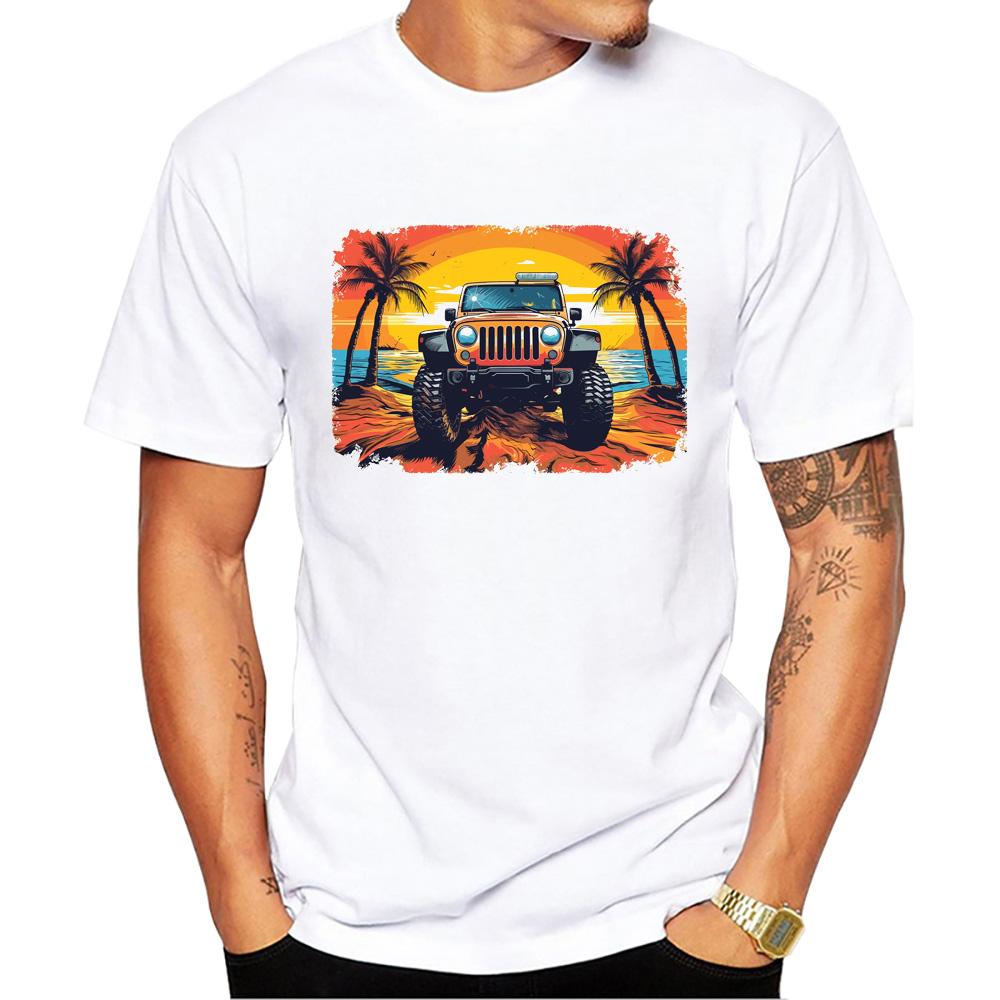 Summer Round Neck 3D Off-road Vehicle Pattern Rint Top Fashionable Casual Short Sleeved Men's T-shirts