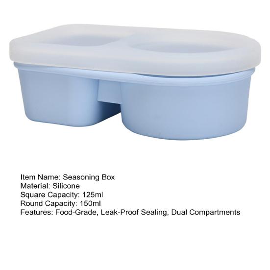 Gewürzbox aus lebensmittelechtem Silikon, 360° auslaufsicher, zwei Fächer, mikrowellengeeignet, gekühlte Aufbewahrungsbox