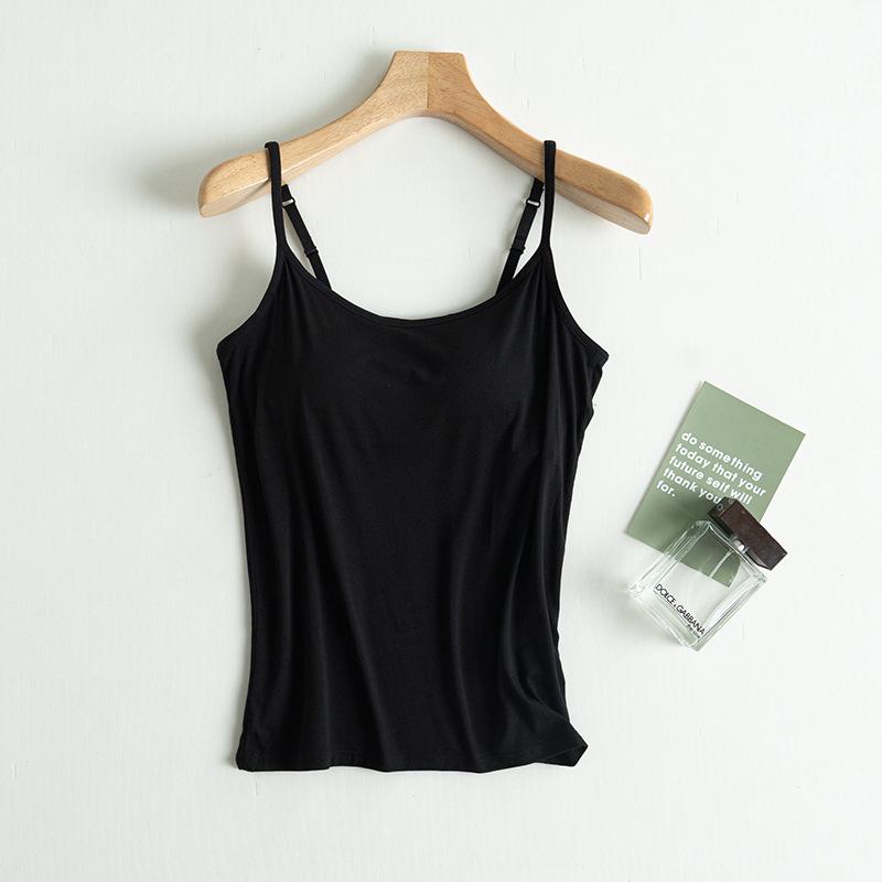 

Женская модальная майка Five Fingers со встроенным бюстгальтером с фиксированными чашками и нагрудными подушечками XXXL чёрный