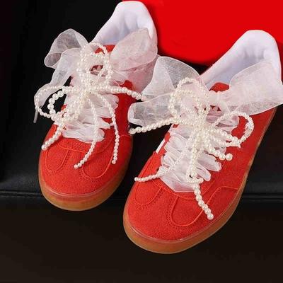 1 Pair 4CM Widen Chiffon Flat Shoestrings Sneakers Sport Bow Shoes Laces for Women