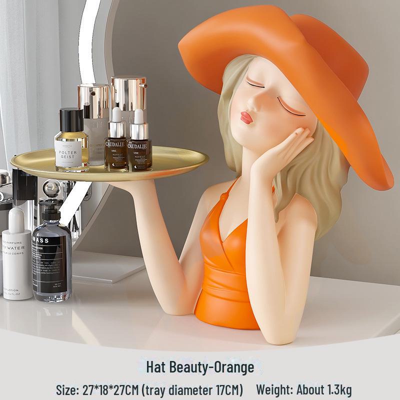 "Modern Light Luxury Hat Girl Dressing Table Tray for Home Decoration and Storage"