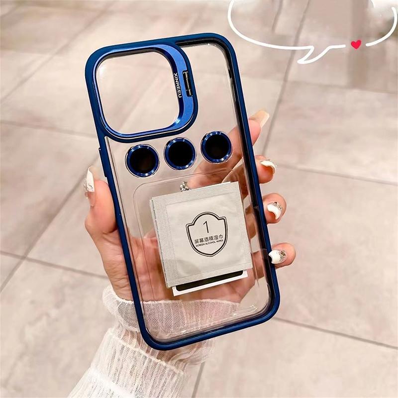 Protetor de anel de metal para lente, suporte para celular, capa protetora para iPhone 15 12 13 14Pro Max Plus 11, proteção de vidro para câmera, capa transparente à prova de choque