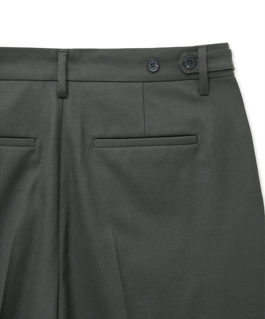 NOIRER Wool One-Tuck Relaxed Slacks (Khaki)