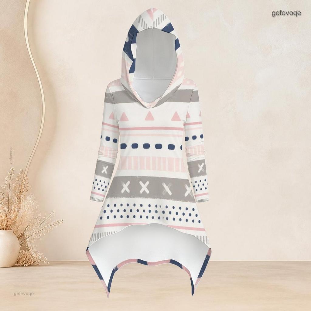 Women Plus Size Hooded Long Sleeve Printed High Low Top Fitted Pants Two Piece Set