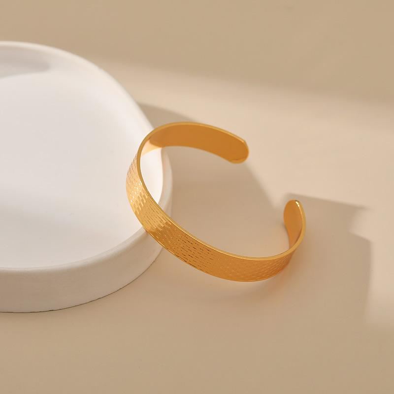 Classic Plain Open Cuff Bracelet Minimalist Business Style Unisex Metal Wristband