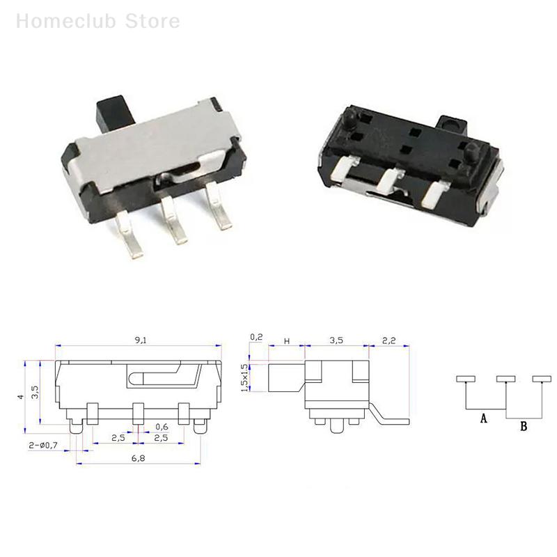 10Pcs 3 Pin Mini Slide Switch On-OFF 2 Position Micro Slide Toggle Switch Miniature Horizontal Slide Switches