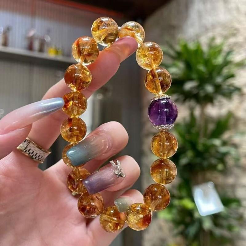 Natural Yellow Tower Quartz Beaded Bracelet Women 10mm 3A-5A Grade Crystal Handmade Jewelry Elegant Minimalist Style Approx. 10mm Yellow Tower Crystal Beads