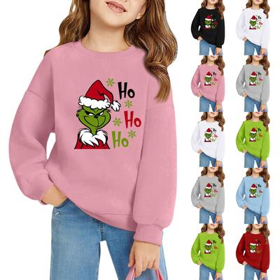 Christmas Day Girls Round Neck Pullovers For Kids Printed Baby Tops