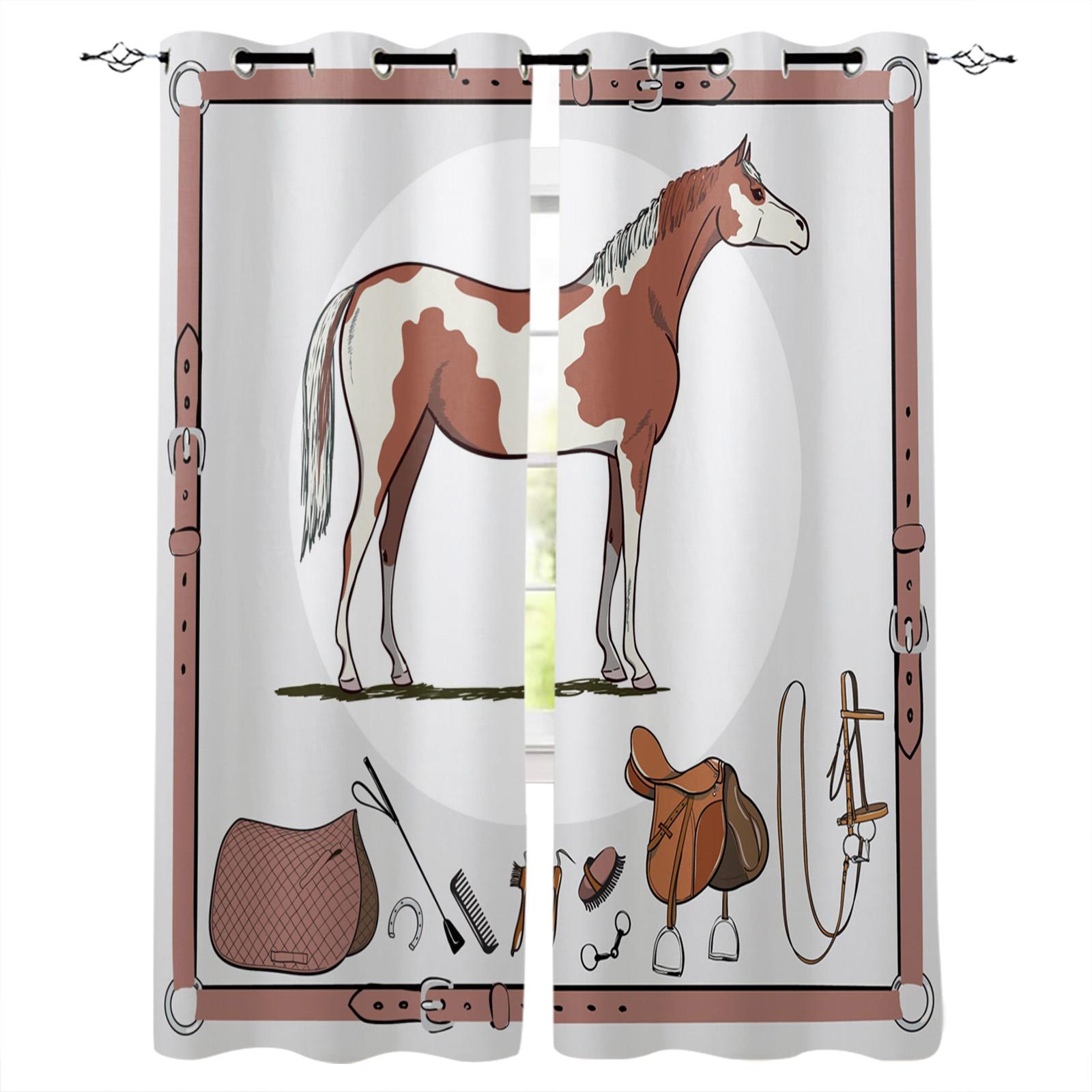 Шторы на окно с изображением лошади — фото 15