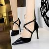 Summer Sandals Women 9 Cm Heels Hollow Cross Strap Heeled Sandals BIGTREE Shoes Women Pumps Stilettos Lady Shoes Large Size 43