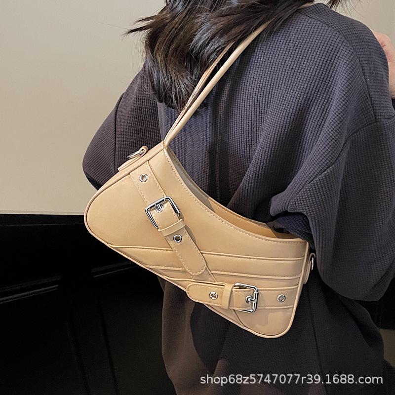 Fashionable high-end underarm bag women's 2025 autumn new motorcycle bag niche simple commuter shoulder bag
